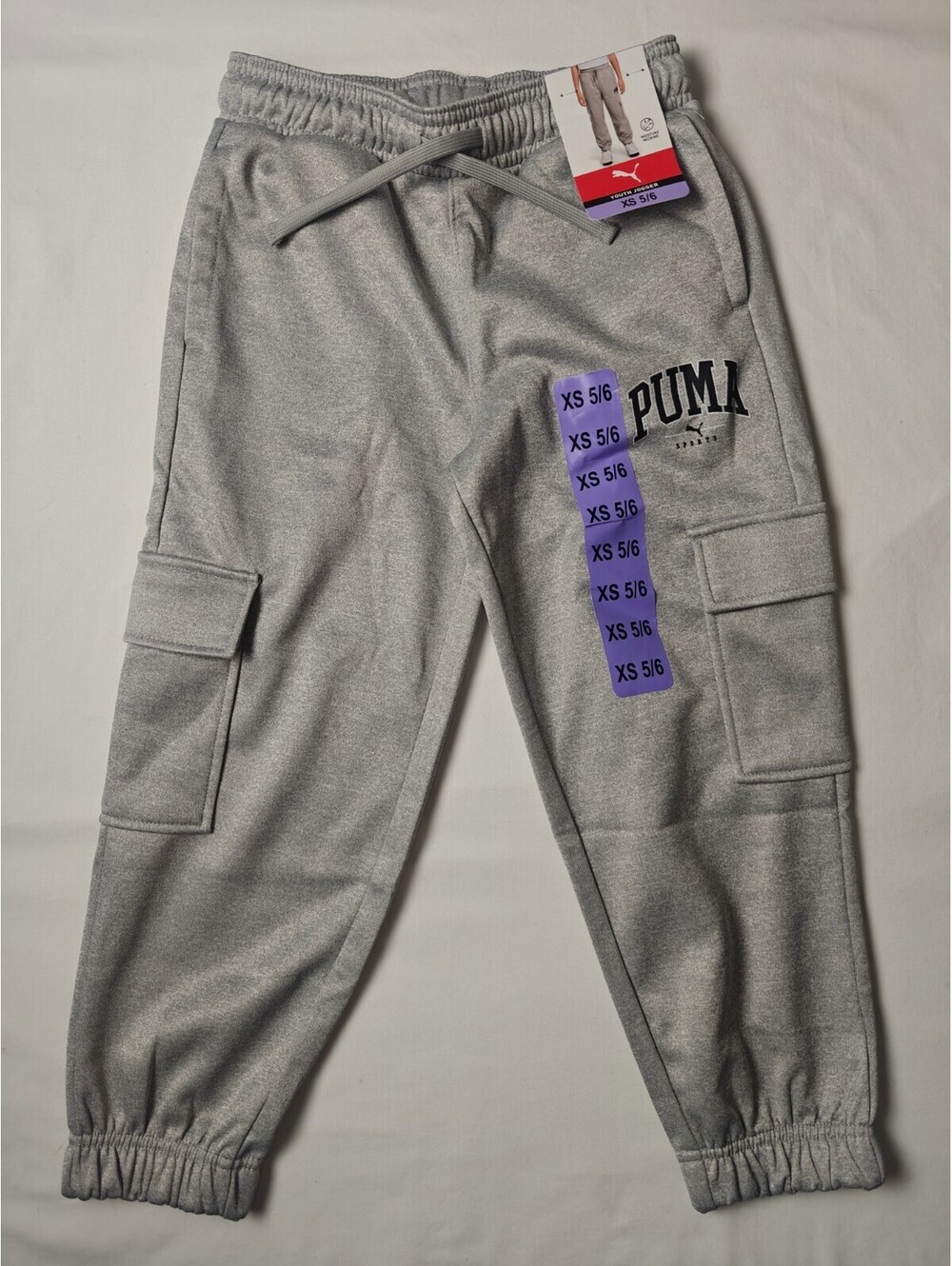 Puma Cargo youth Jogger Pants XS Gray 5/6 NWT